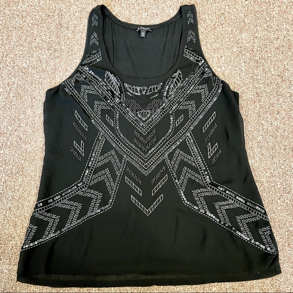 Black and sequined Express tank top